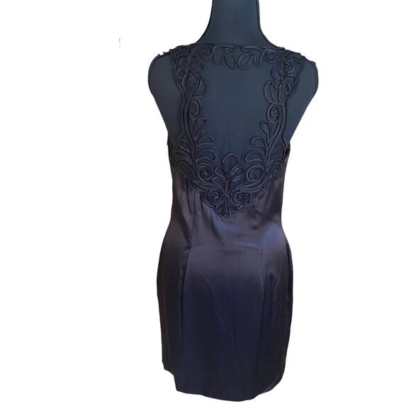 Vintage Jessica McClintock Gunne Sax Black Cocktail Dress Mesh Appliqué Back 10 - Picture 3 of 10